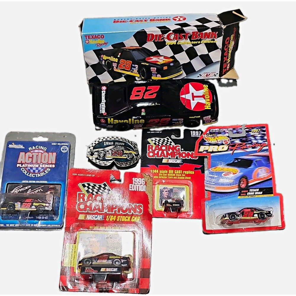 LOT OF 6 - Ernie Irvan Havoline #28 NASCAR including DieCast Bank 1994 & buckle